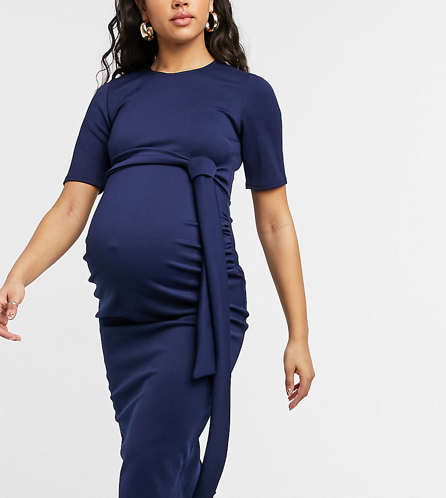 True Violet Maternity body-conscious dress with open back in navy