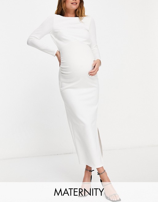 True Violet Maternity fitted midaxi dress in ivory