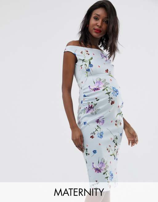 Maternity Full Gown- Floral (Off white)