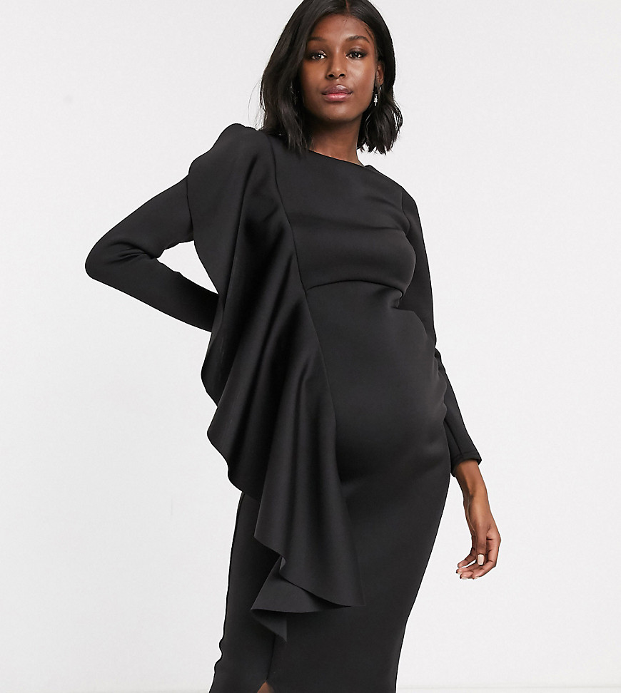 True Violet Maternity - Midi-jurk met volant in zwart