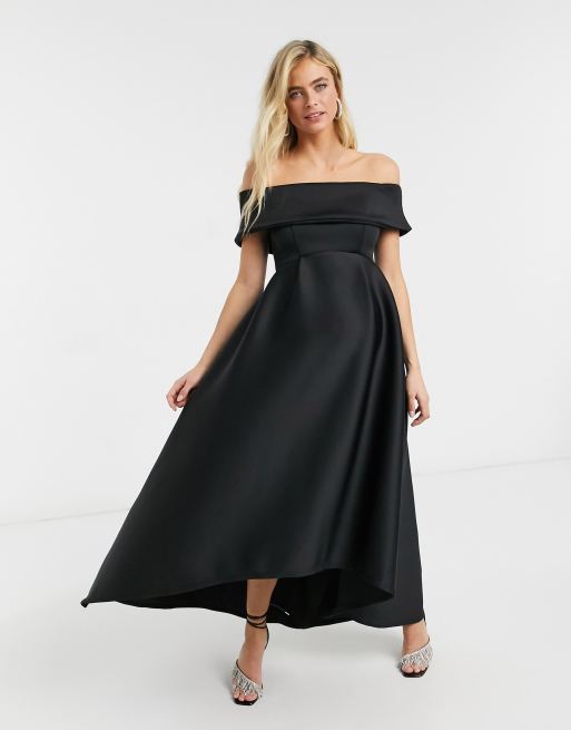 Black off shoulder hot sale high low dress