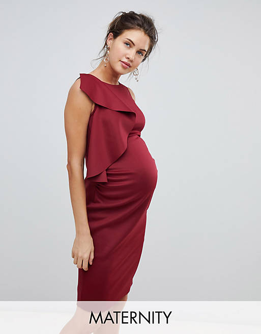 True Violet Maternity ruffle panel high neck dress | ASOS