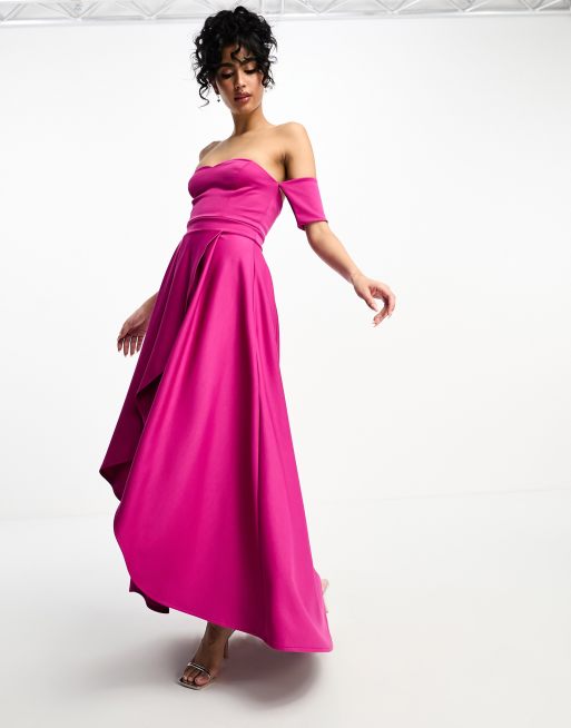 Fuchsia off 2025 the shoulder dress