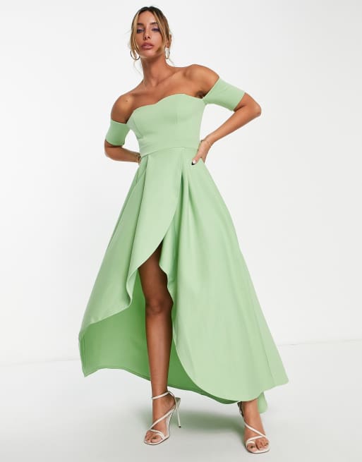 Sage green 2025 high low dress