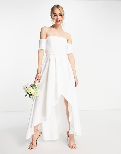 White off the shoulder high hot sale low dress