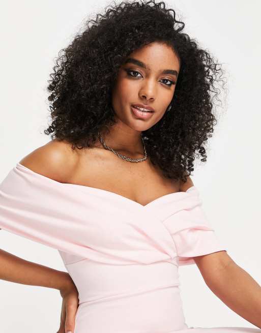 Blush pink dress off hotsell the shoulder