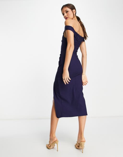 True violet exclusive plunge front high low skater hotsell dress in navy