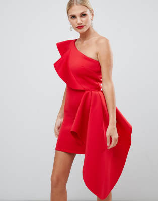 asos red one shoulder dress