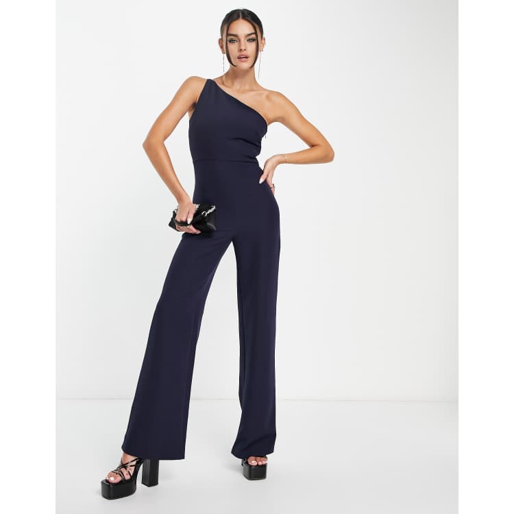 True Violet one shoulder jumpsuit in navy