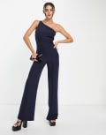 [True Violet] True Violet one shoulder jumpsuit in navy-Blue 16 NAVY