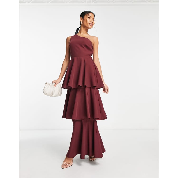 Plum ruffle clearance dress