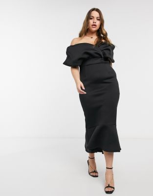 black bardot peplum dress