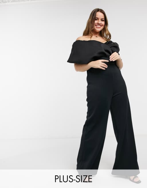 Black off the shoulder jumpsuit store plus size