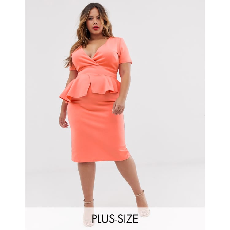 Coral peplum outlet dress