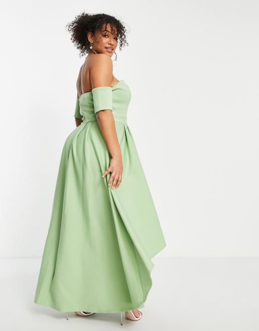 Sage green off the shoulder outlet dress