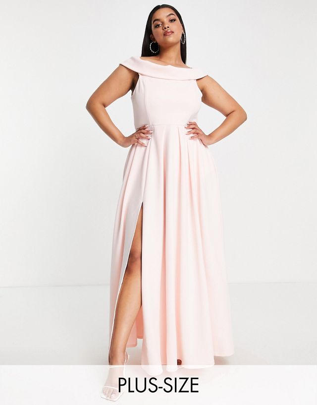 True Violet Plus prom dress with pockets in blush pink