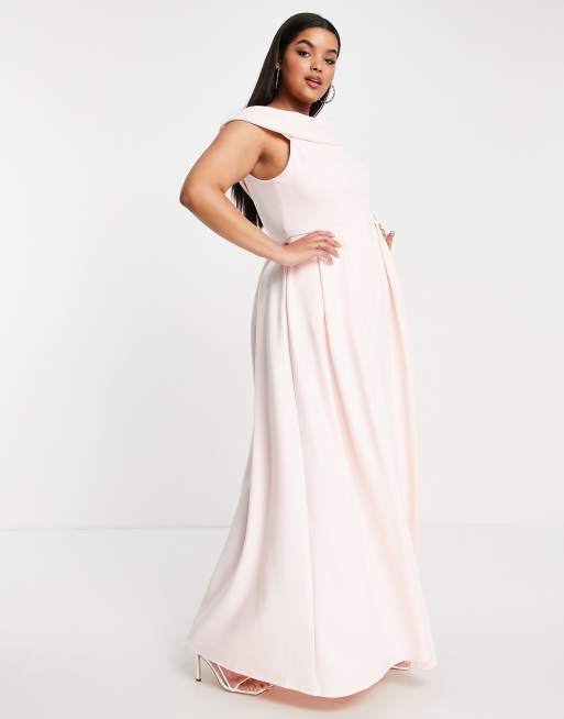 Blush pink plus on sale size formal dress