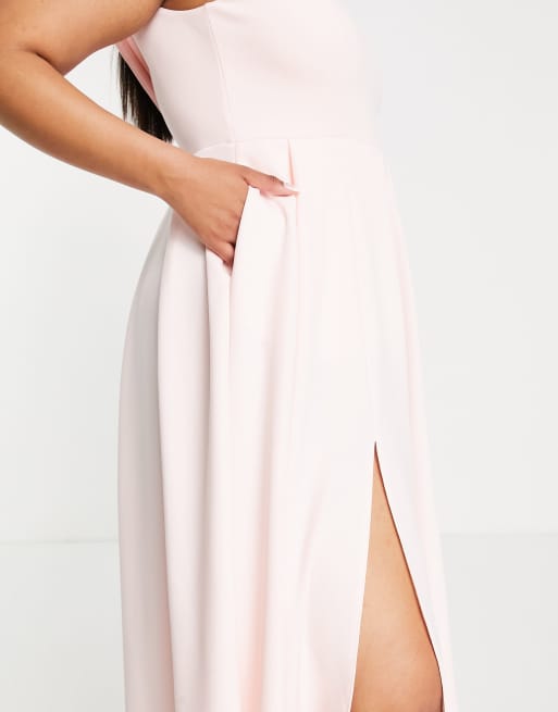 True Violet Plus prom dress with pockets in blush pink