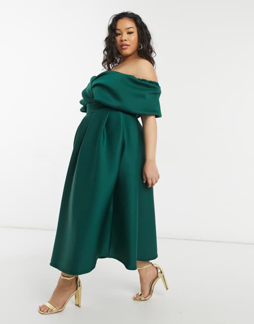 Plus size emerald hot sale green prom dress