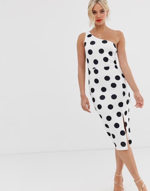 Polka dot 2025 dress one shoulder