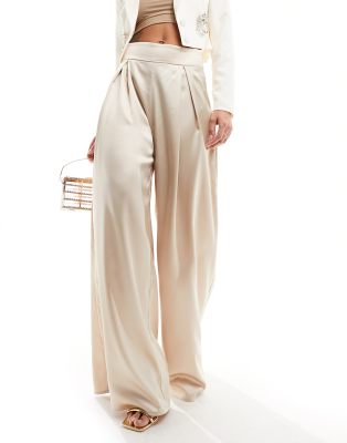 Malibu Satin Wide Leg Trouser Pant Champagne