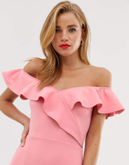 True Violet – Schulterfreies Midaxikleid mit drapierten Rüschen, 3 von 4