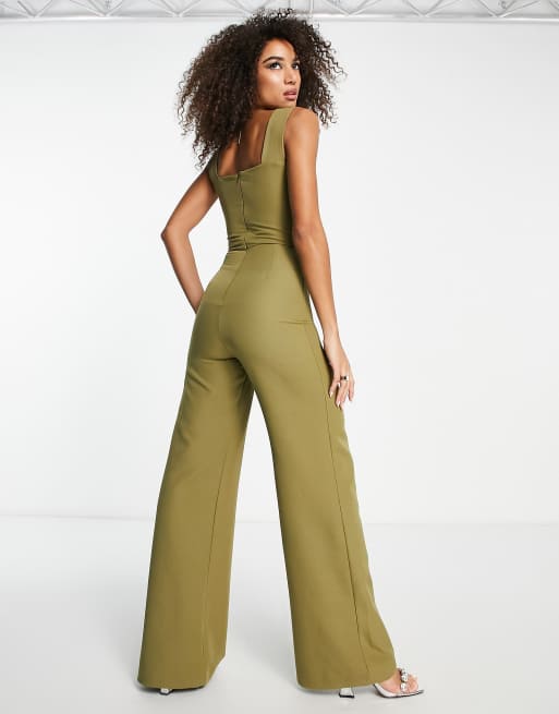 Square neck wide store leg jumpsuit