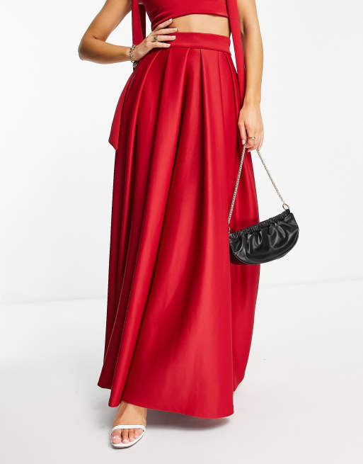 Red Maxi Skirt Co Ord