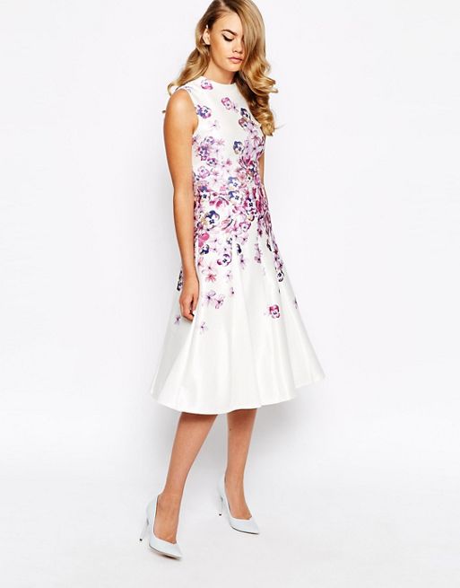 True Violet | True Violet Structured Prom Dress In Placement Floral Print
