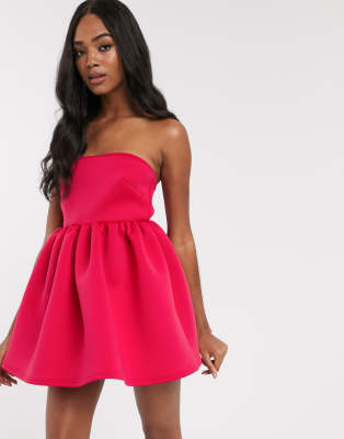 super mini prom dress with built in bodysuit in fuchsia - True Violet