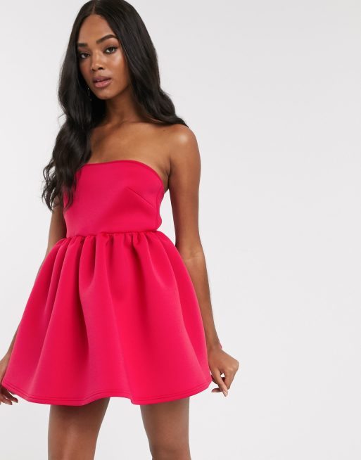 super mini prom dress with built in bodysuit in fuchsia - True Violet