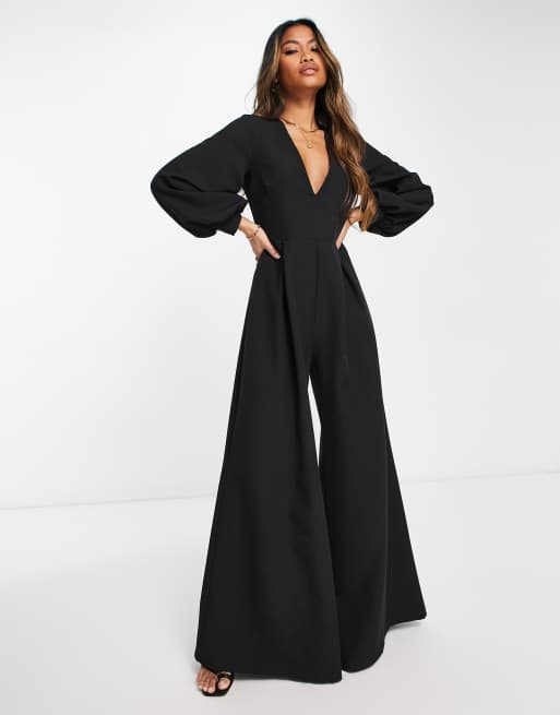 Flowy jumpsuit sales with sleeves