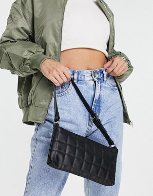 Truffle Collecrion quilted rectangle shoulder bag in black