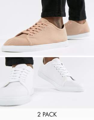 Truffle Collection 2 Pack Lace Up Canvas Sneakers-multi