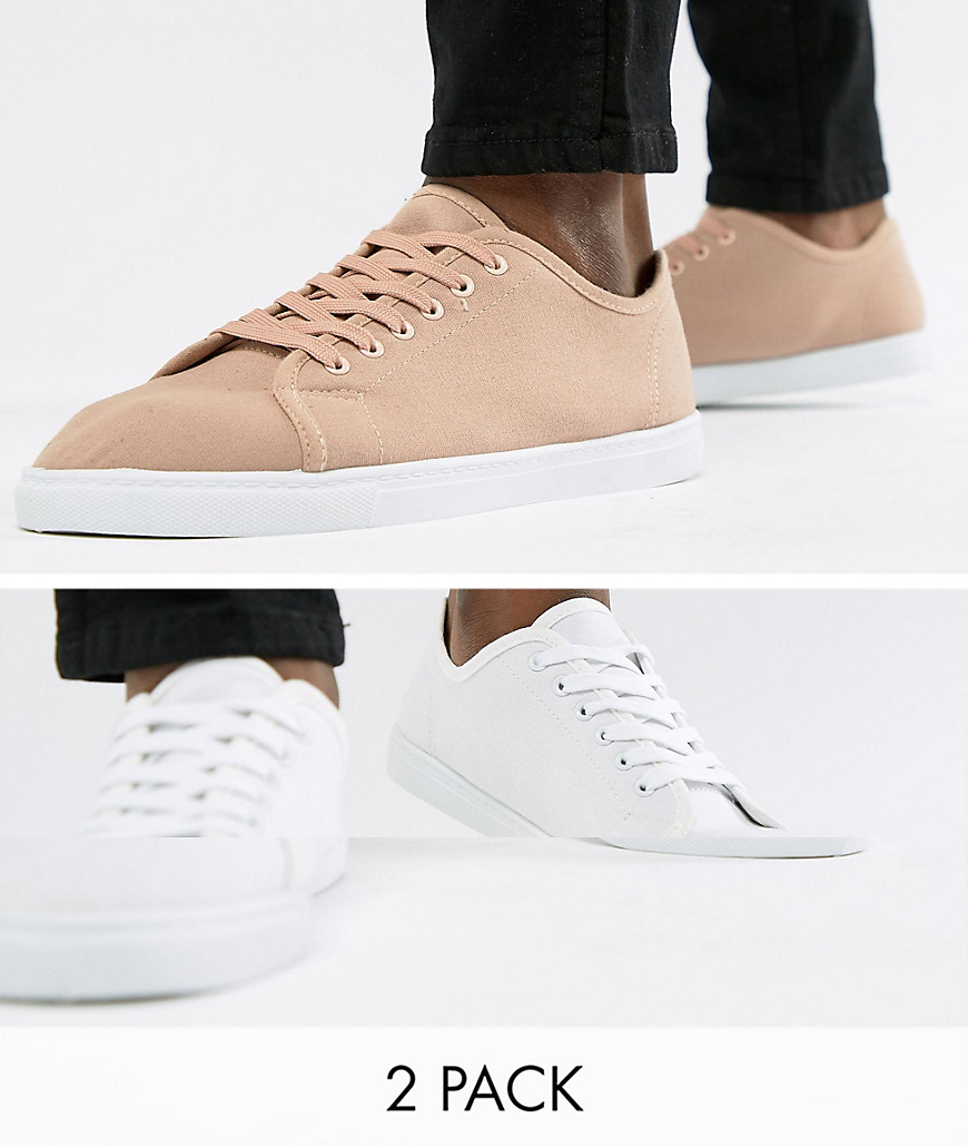 Truffle Collection 2 Pack Lace Up Canvas Sneakers-multi