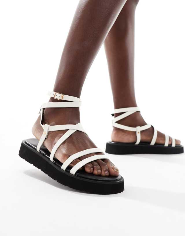 Truffle Collection - ankle strap sandals in white