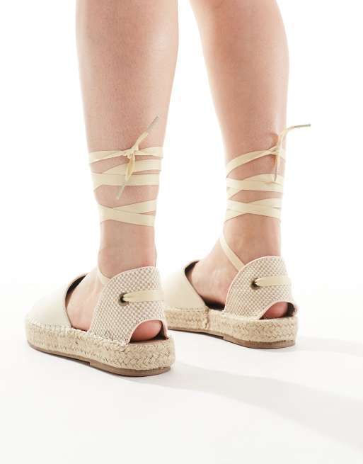 Truffle Collection ankle tie espadrilles in cream ASOS