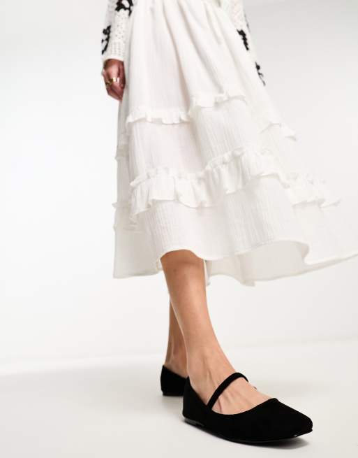 Truffle Collection ballet flat shoes with strap and bow in black , 4 of 4