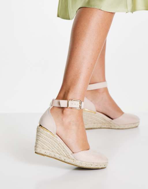 Truffle Collection - Beige espadriller med kilehæl 