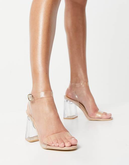 Truffle Collection – Beige Sandalen mit transparentem Absatz