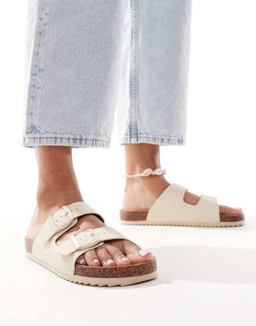 Truffle Collection - Beige sandaler med to remme og sål, 2 af 4