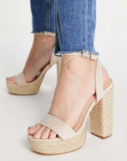 Truffle Collection – Beżowe sandały espadryle na platformie i obcasie