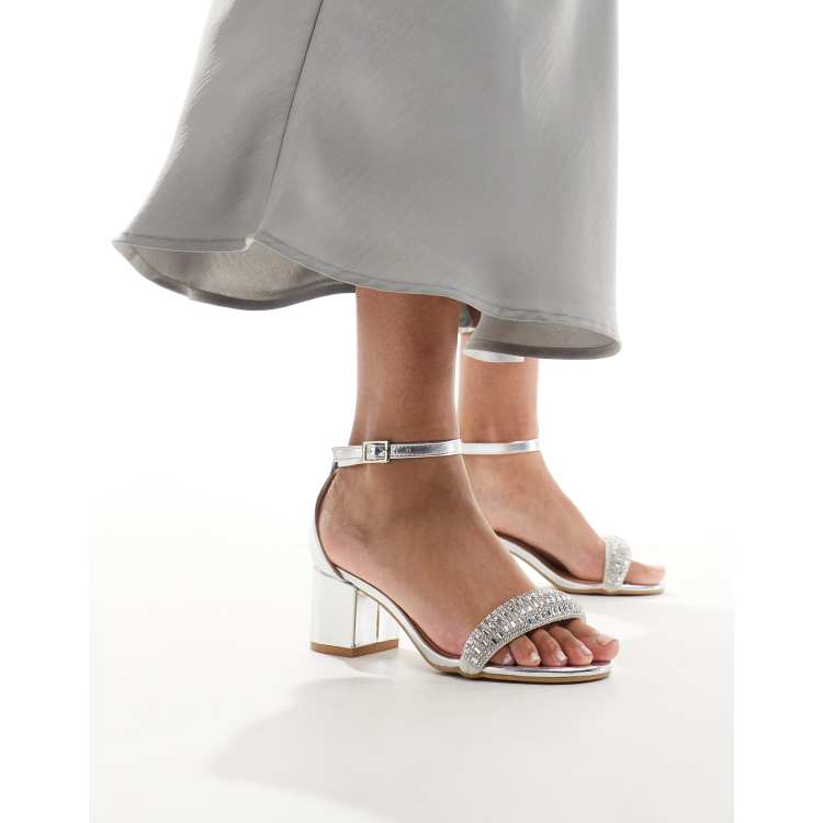 Asos silver block heel sandals 2025