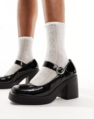  block heel mary jane shoes  patent