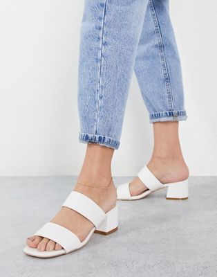 Truffle Collection block heel mule heeled sandals in white