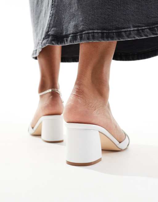 Truffle Collection block heel mule sandals in white ASOS