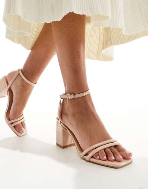 Truffle Collection block heel sandals in beige - view 1