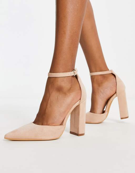 Truffle Collection block heel shoes in beige | ASOS