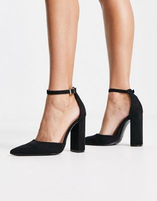Truffle Collection block heel shoes in black | ASOS