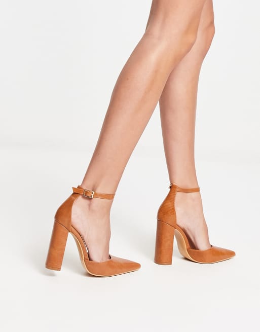 Tan court hotsell shoes block heel